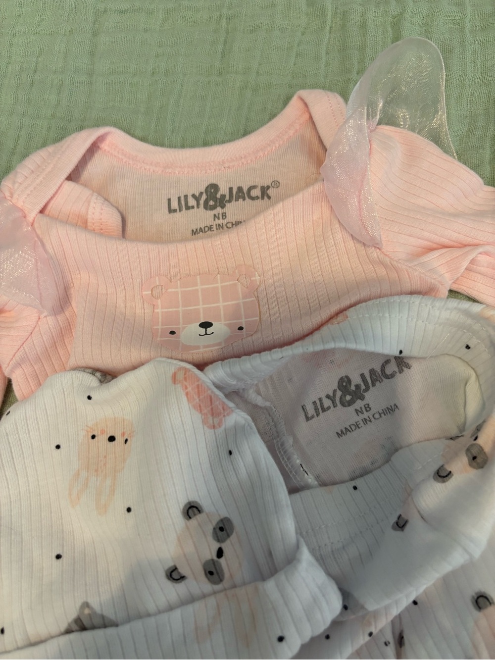 Pink Bear Ribbed Baby Matching Set with Hat and Pants - Picture 3 of 3
